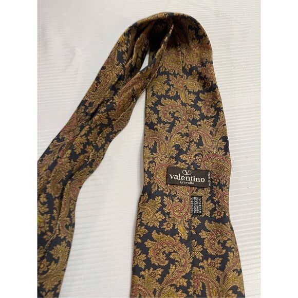 Valentino Brown Silk Tie Necktie - Picture 3 of 6